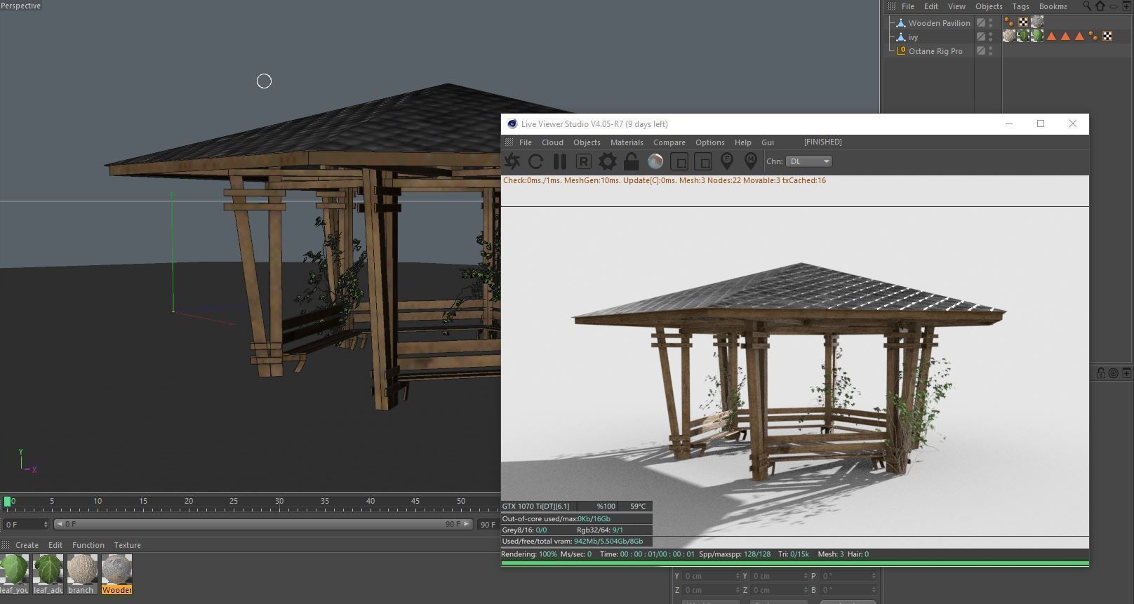 Wooden Pavilion Low-poly 3D model_7