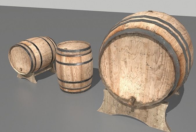 Old Wooden Barrels 2 Low-poly 3D model