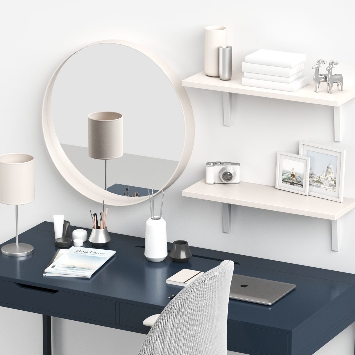 Womens dressing table and workplace 3D model_5