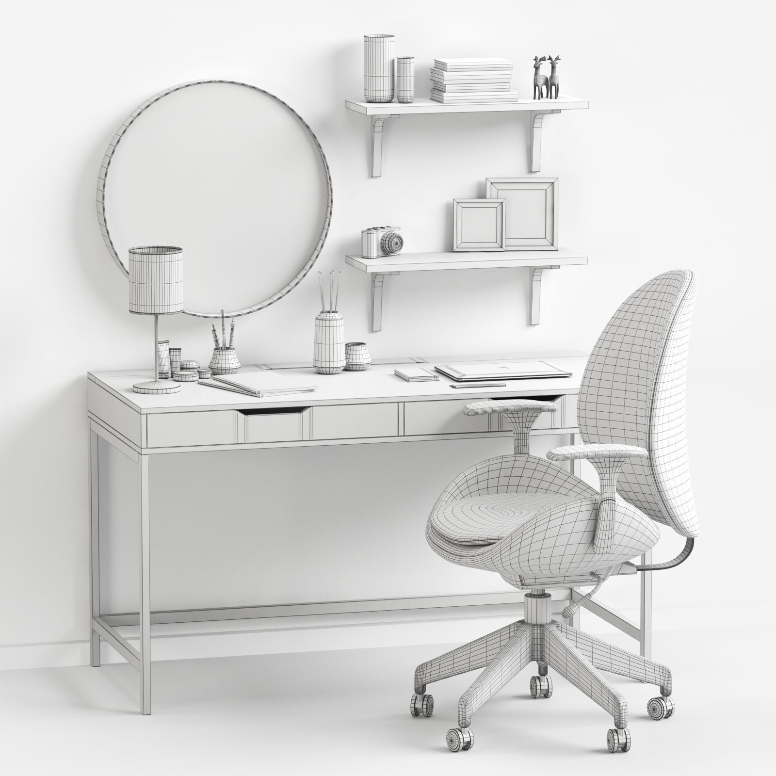 Womens dressing table and workplace 3D model_2