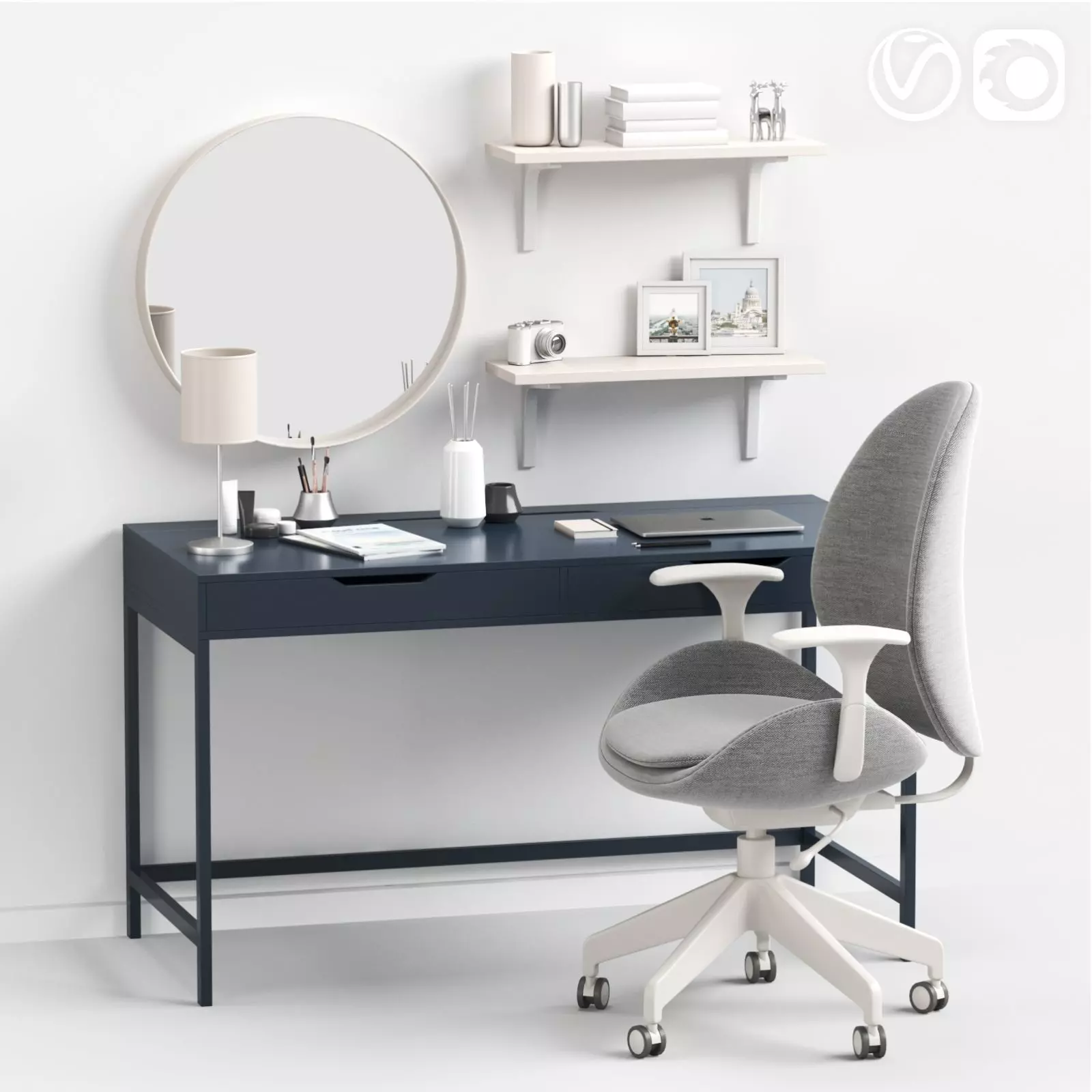 Womens dressing table and workplace 3D model_0