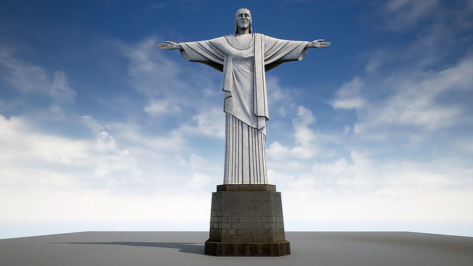 Christ statue Low-poly 3D model