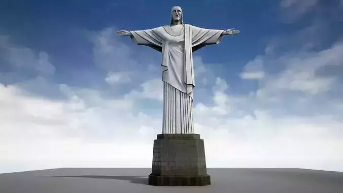 Christ statue Low-poly 3D model