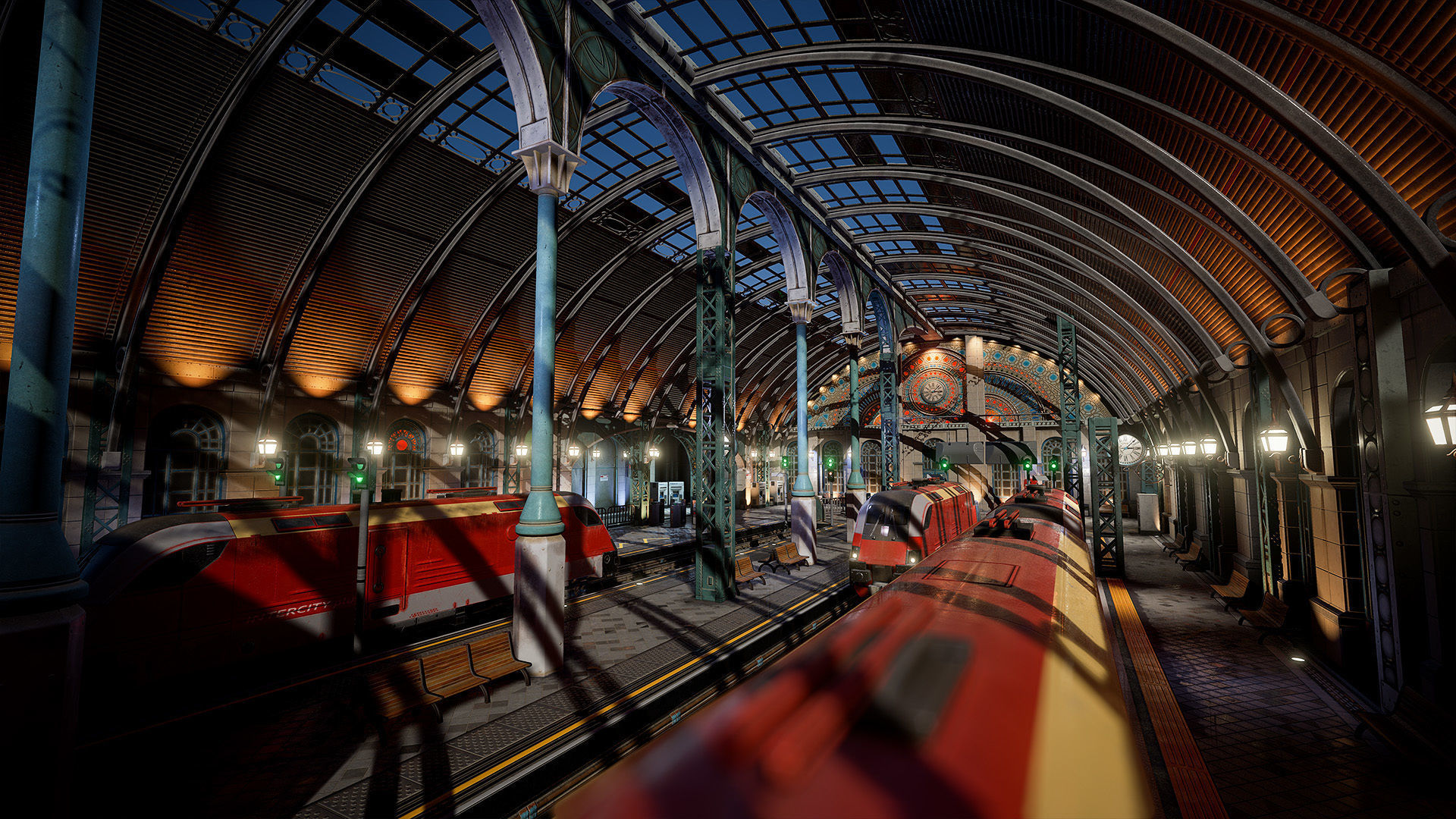 Victorian Train Station and Railroad Modular Set Low-poly 3D model_3