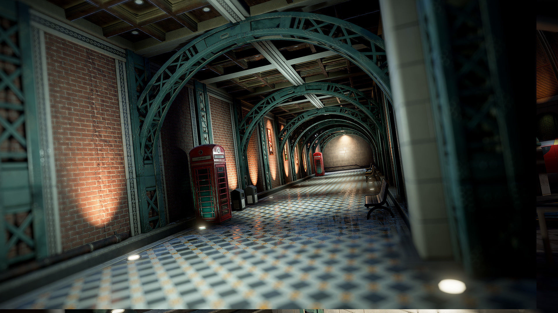 Victorian Train Station and Railroad Modular Set Low-poly 3D model_5