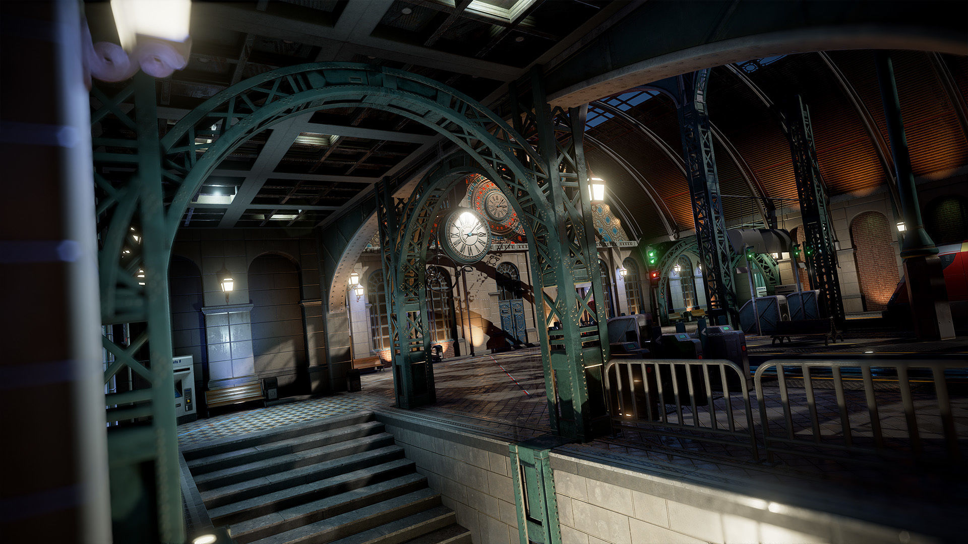 Victorian Train Station and Railroad Modular Set Low-poly 3D model_7