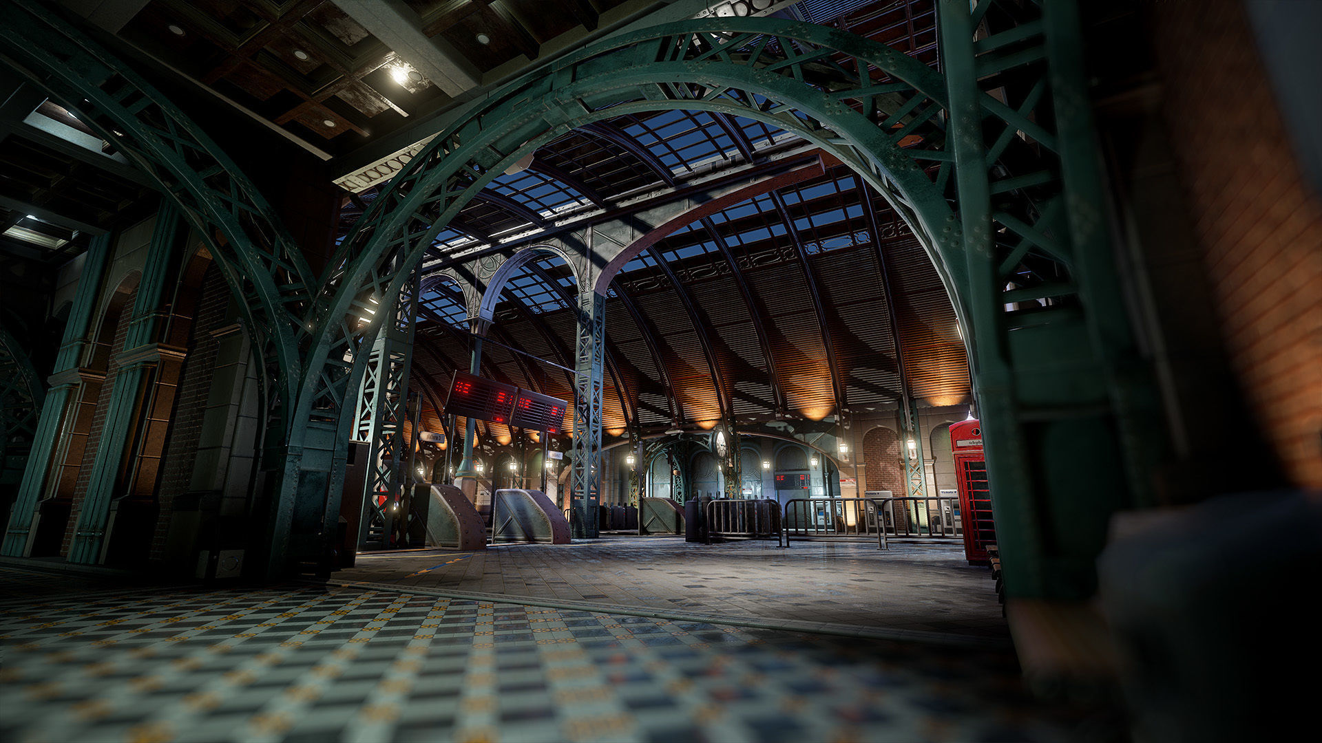 Victorian Train Station and Railroad Modular Set Low-poly 3D model_4