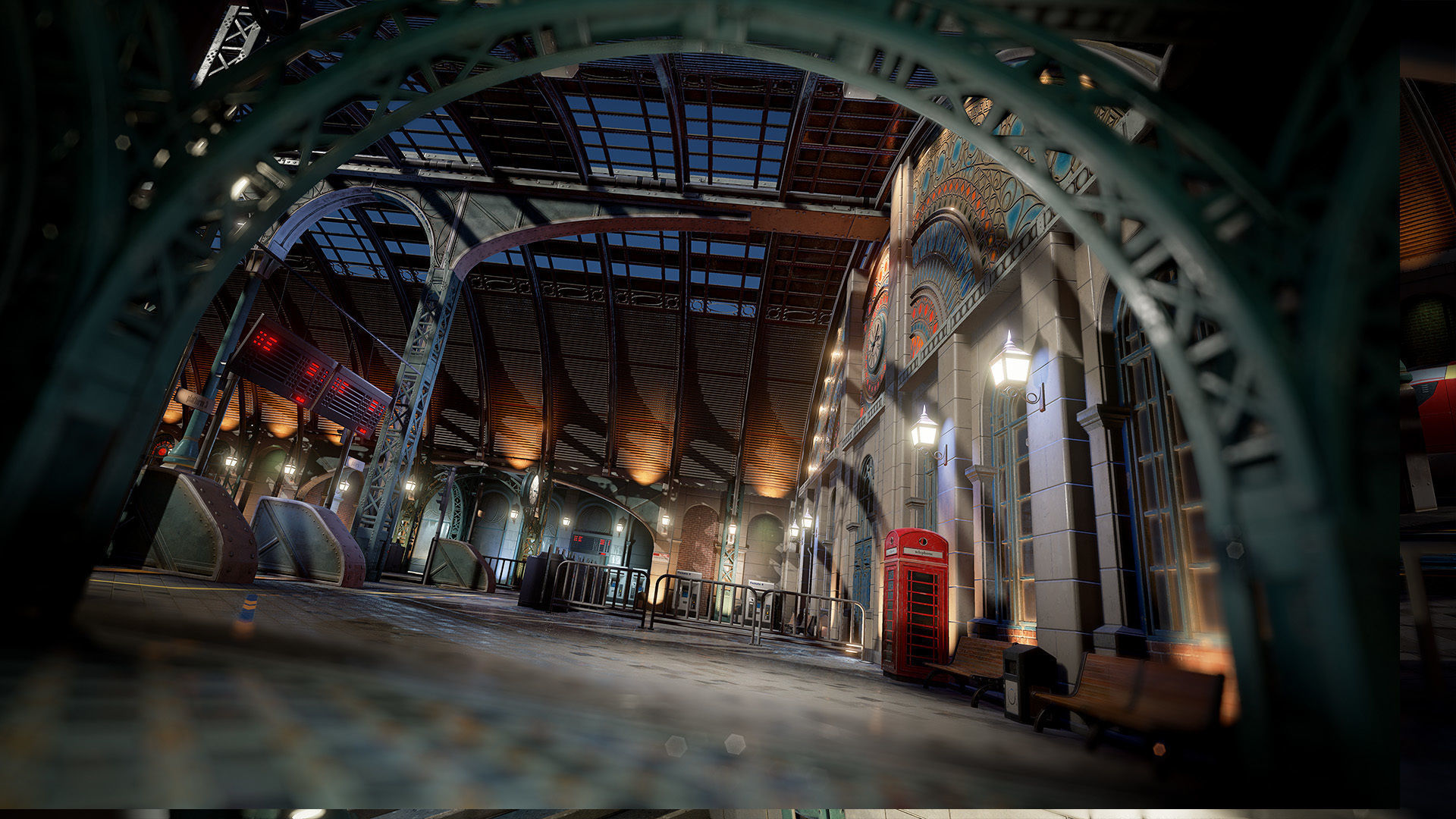 Victorian Train Station and Railroad Modular Set Low-poly 3D model_9