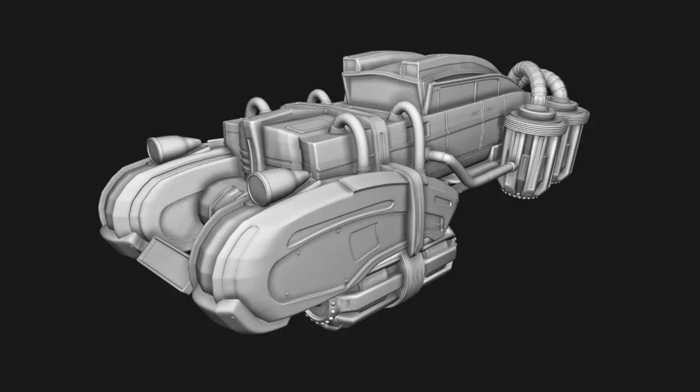 Futuristic car in retro style 3D print model 3D print model_0