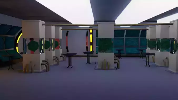 Scifi laboratory - low poly Low-poly 3D model