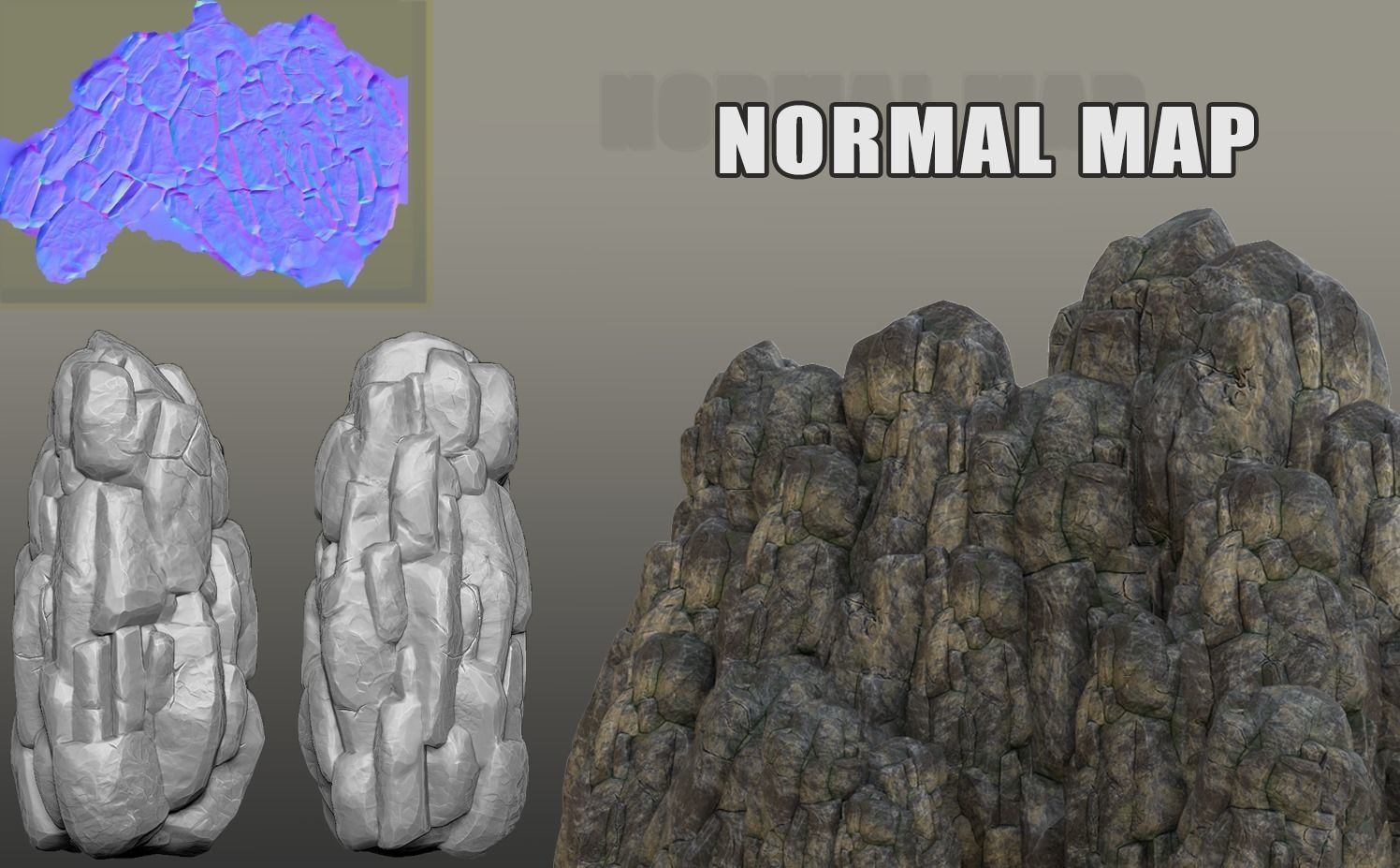 Modular original Rocks Low-poly 3D model_1