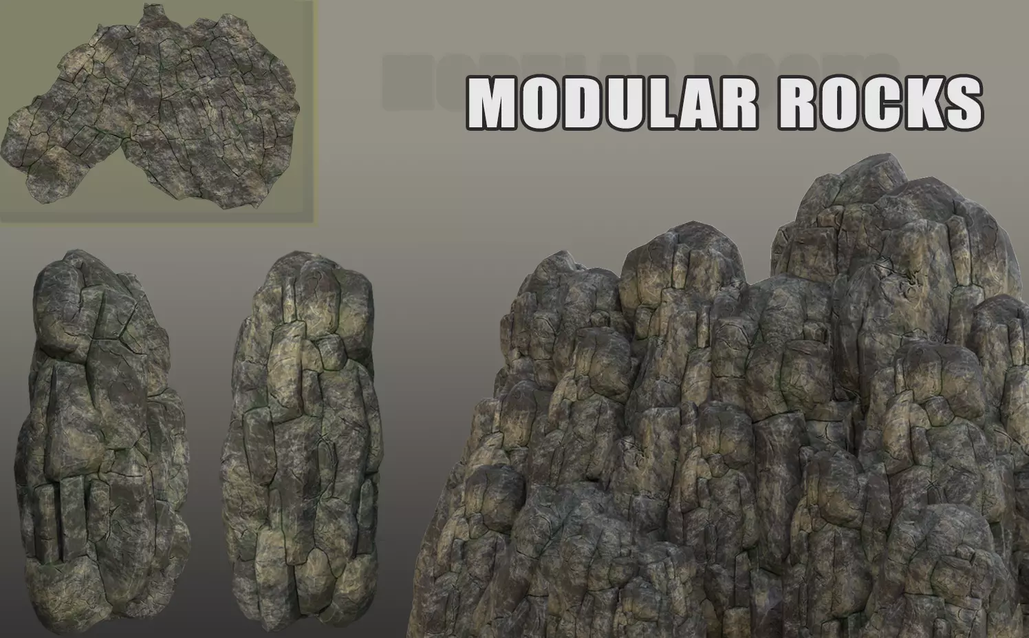 Modular original Rocks Low-poly 3D model_0