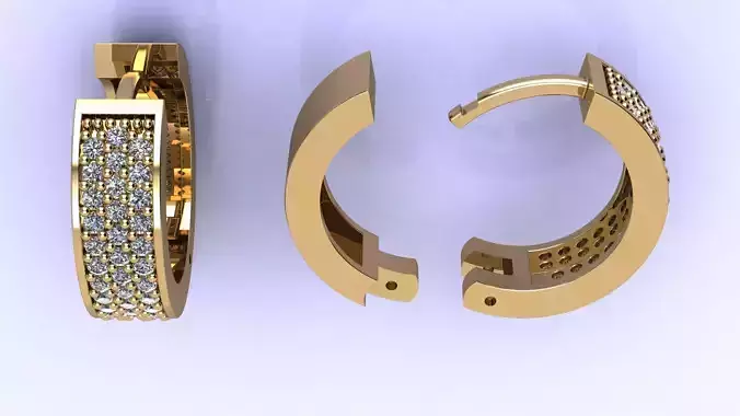 Hoop Huggie Clicker Earrings with Diamonds