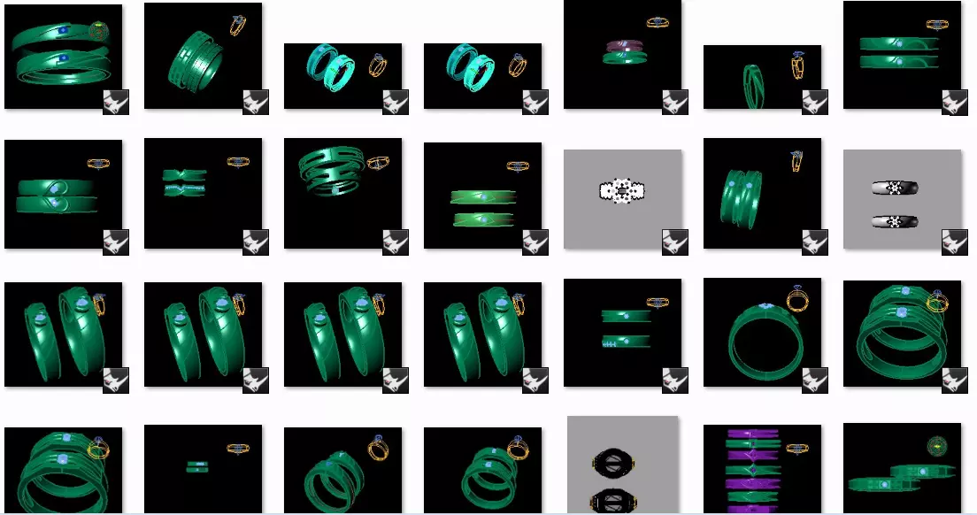 1000 Women Bands ring 3dm cad bulk collection 3D print model