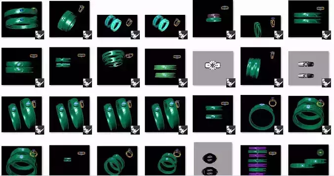 1000  Women Bands ring 3dm cad bulk collection