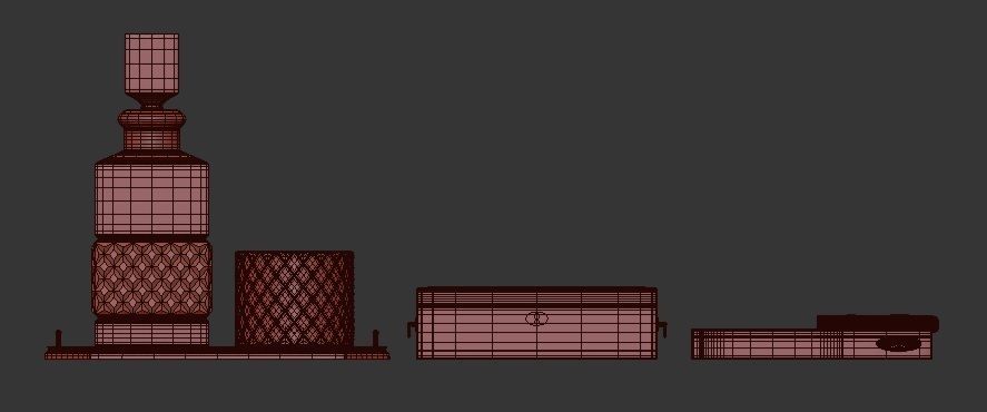 whiskey set with cigar 3D model_2