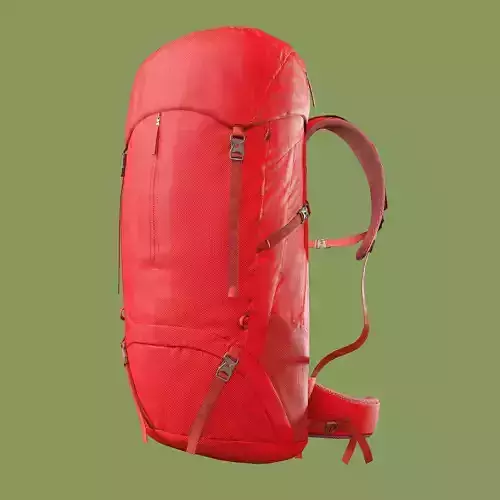 Red Hiking Backpack Low-poly 3D model