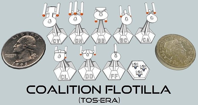 MicroFleet TOS-Era Coalition Flotilla Starship Pack  3D print model