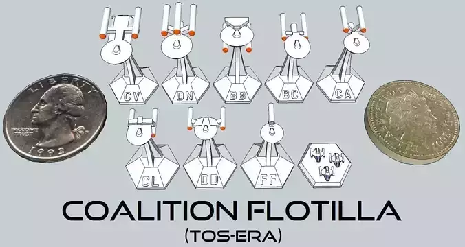 MicroFleet TOS-Era Coalition Flotilla Starship Pack  3D print model