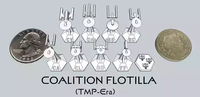 MicroFleet TMP-Era Coalition Flotilla Starship Pack 3D print model