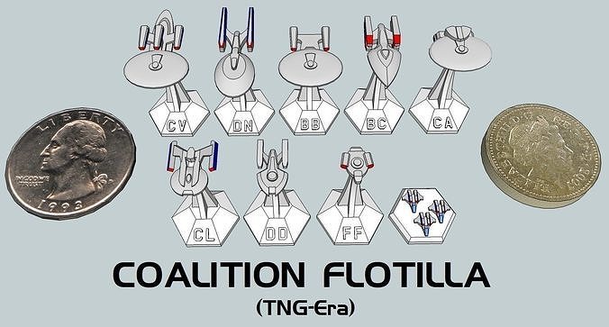 MicroFleet TNG-Era Coalition Flotilla Starship Pack 3D print model