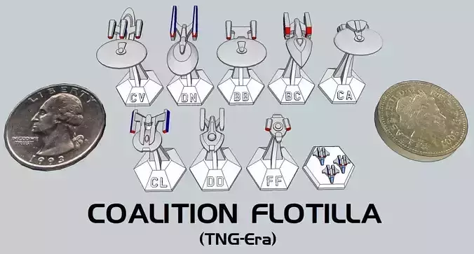MicroFleet TNG-Era Coalition Flotilla Starship Pack 3D print model