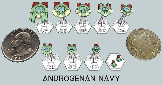 MicroFleet Androgenan Navy Starship Pack 3D print model