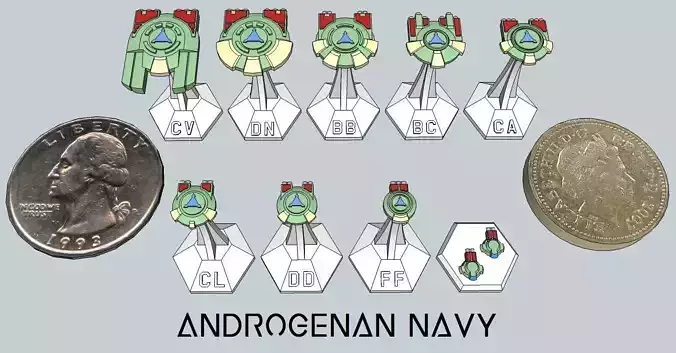 MicroFleet Androgenan Navy Starship Pack 3D print model