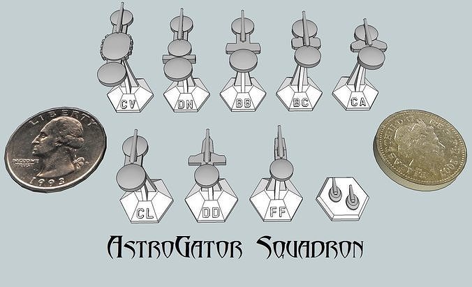 MicroFleet AstroGator Squadron Starship Pack 3D print model