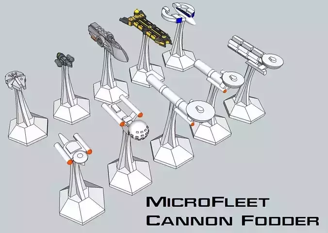MicroFleet Scenario-Fodder Starship Pack 3D print model