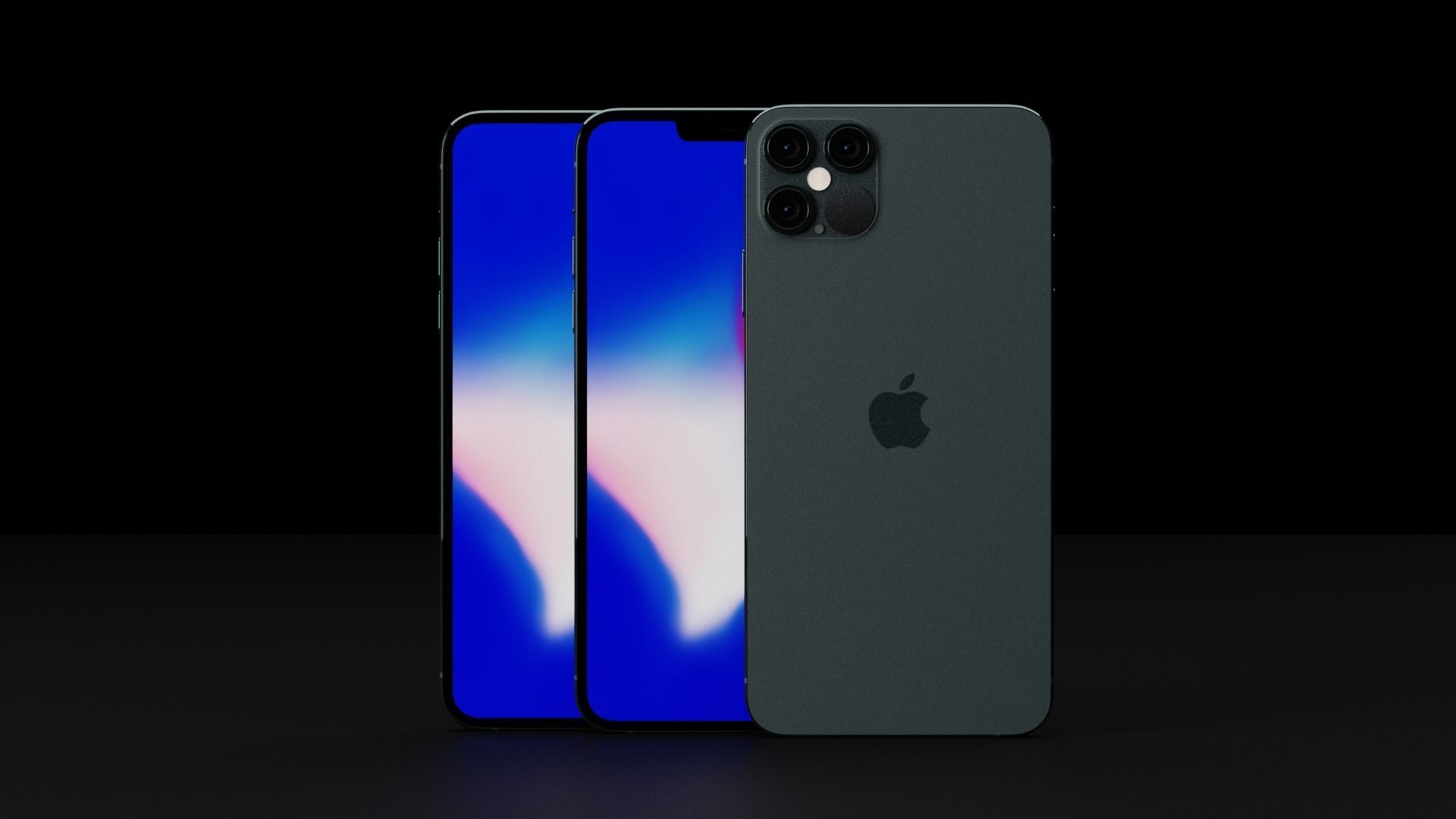 Concept of Apple iPhone 12 Pro Max Thin Bezels and Boxy Design Low-poly 3D model_1