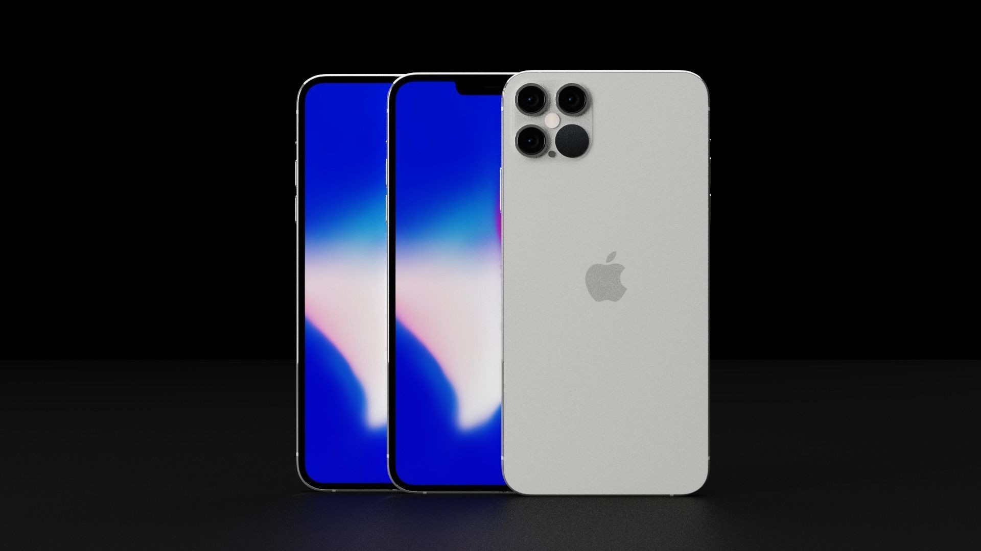 Concept of Apple iPhone 12 Pro Max Thin Bezels and Boxy Design Low-poly 3D model_3