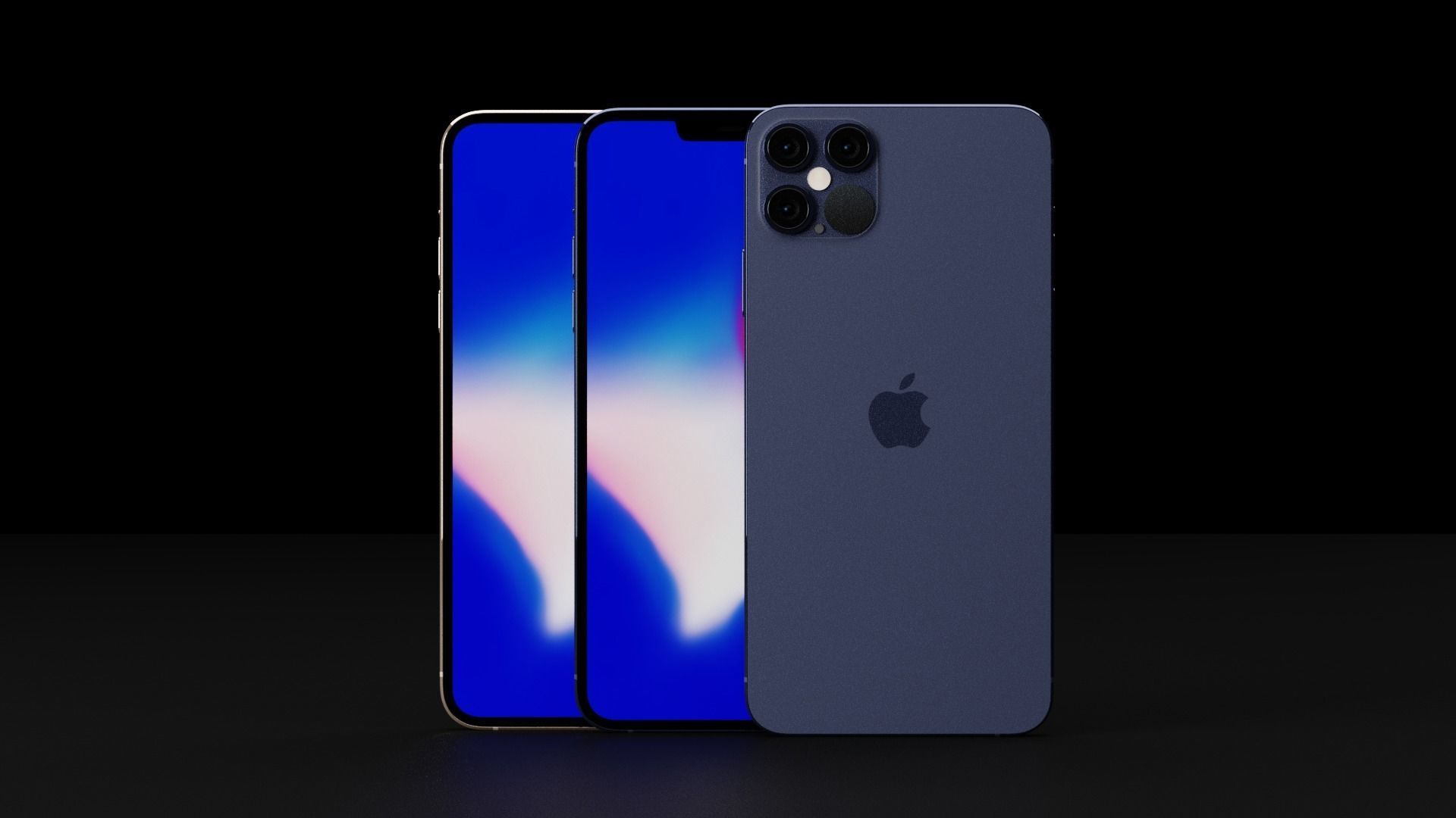 Concept of Apple iPhone 12 Pro Max Thin Bezels and Boxy Design Low-poly 3D model_4