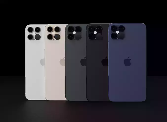 Concept of Apple iPhone 12 Pro Max Thin Bezels and Boxy Design Low-poly 3D model