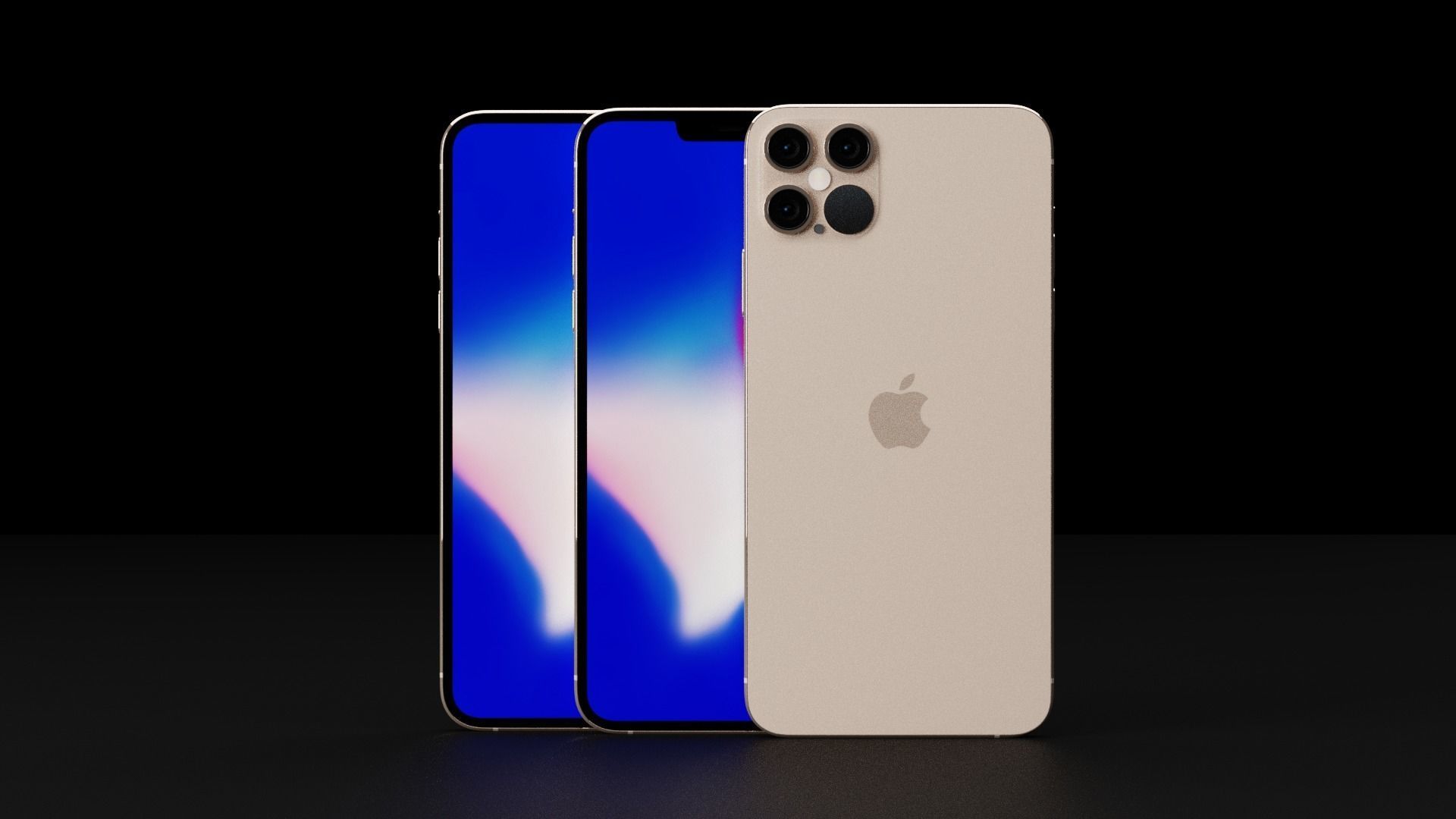 Concept of Apple iPhone 12 Pro Max Thin Bezels and Boxy Design Low-poly 3D model_5