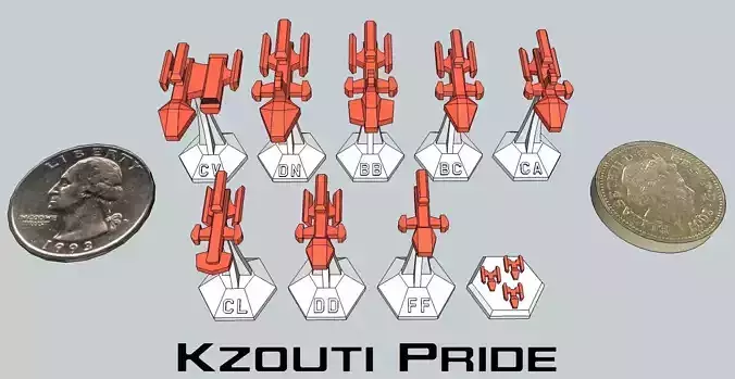 MicroFleet Kzouti Pride Starship Pack 3D print model