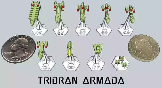 MicroFleet Tridran Armada Starship Pack 3D print model