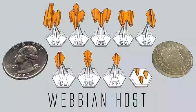 MicroFleet Webbian Host Starship Pack 3D print model