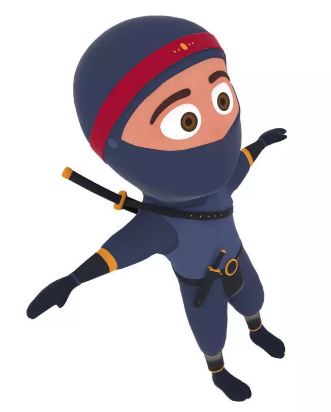 Ninja Cartoon Warrior Character Low-poly 3D model_0