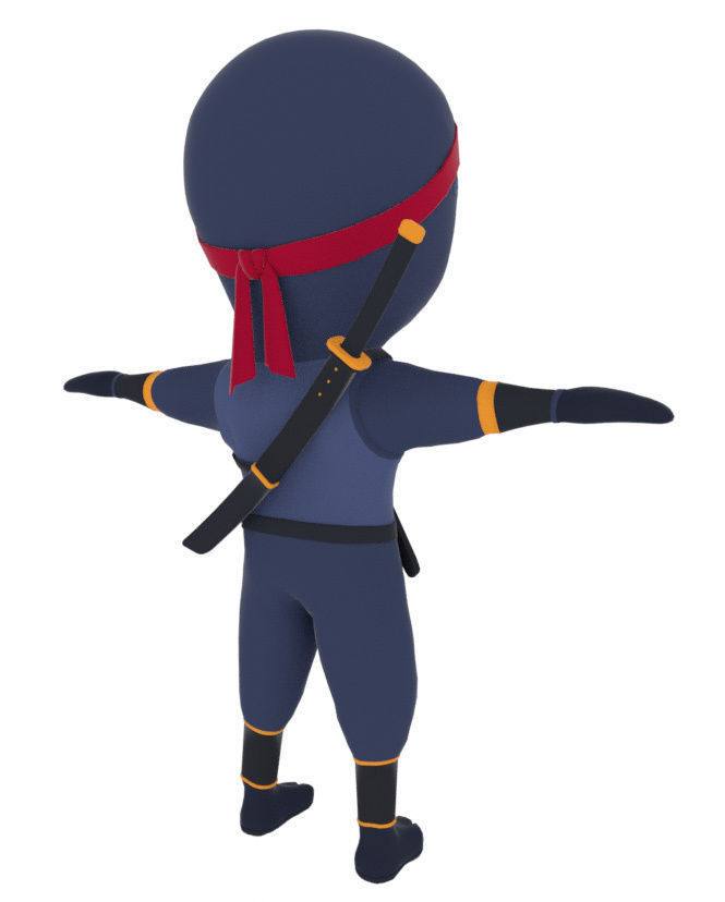 Ninja Cartoon Warrior Character Low-poly 3D model_2