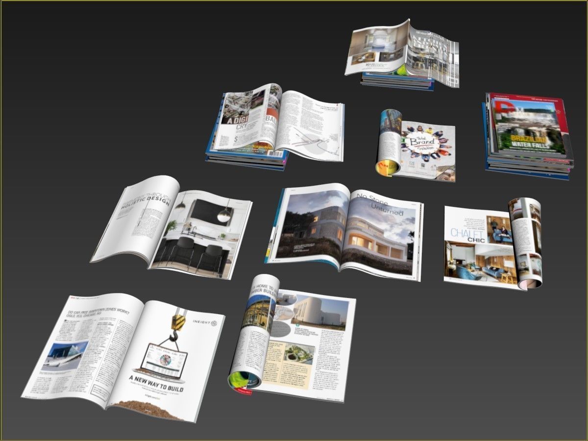 Magazines stack 3D model_7