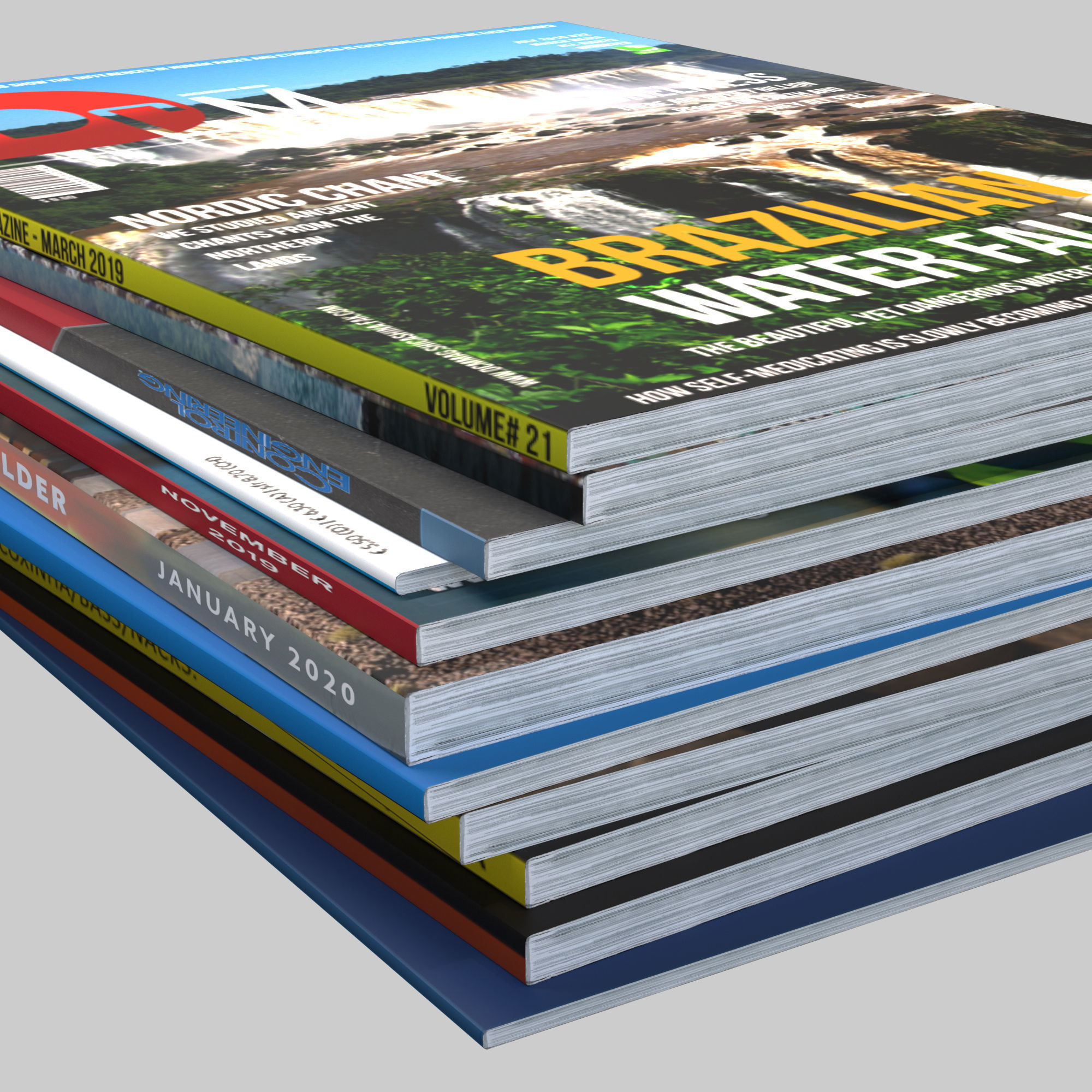 Magazines stack 3D model_5