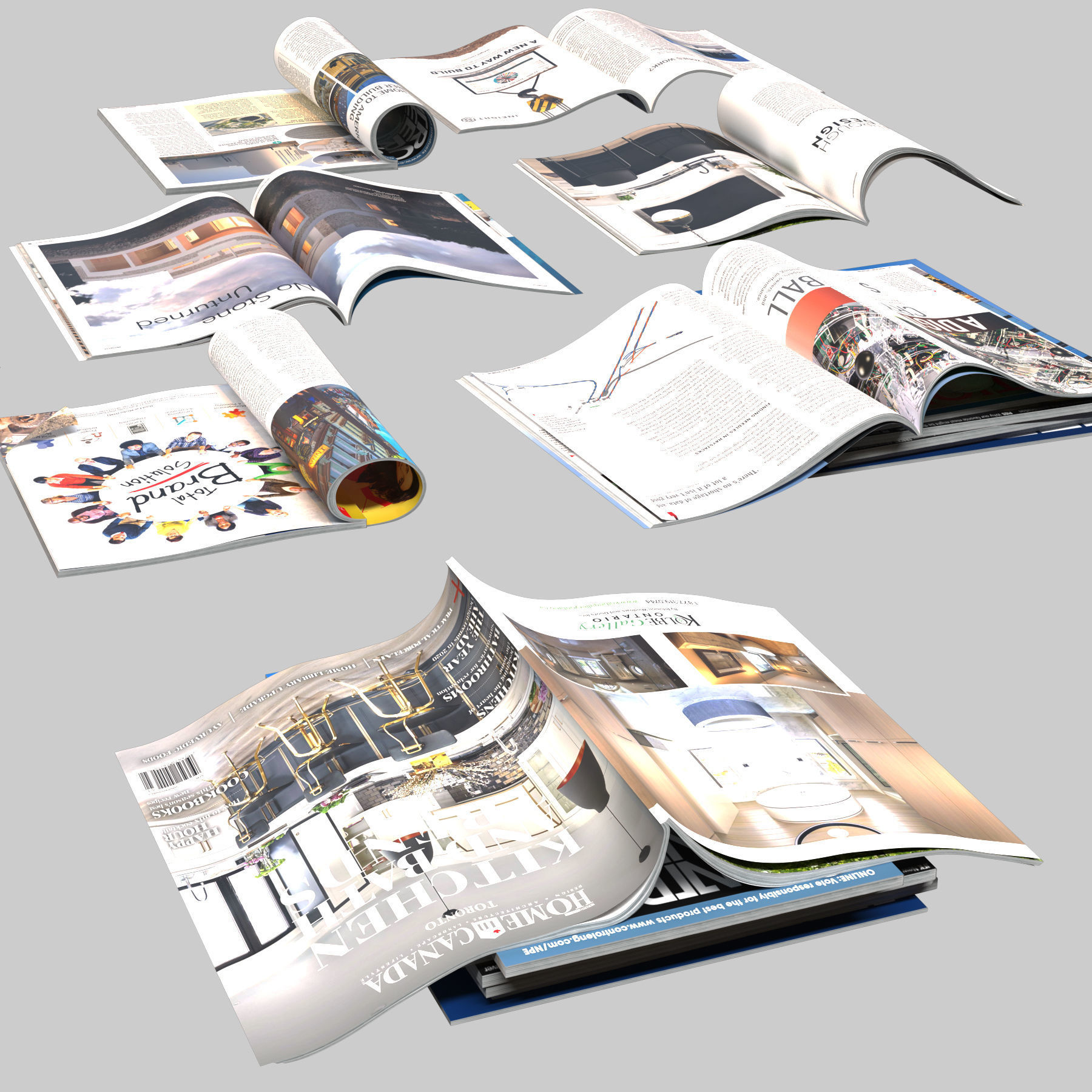 Magazines stack 3D model_2