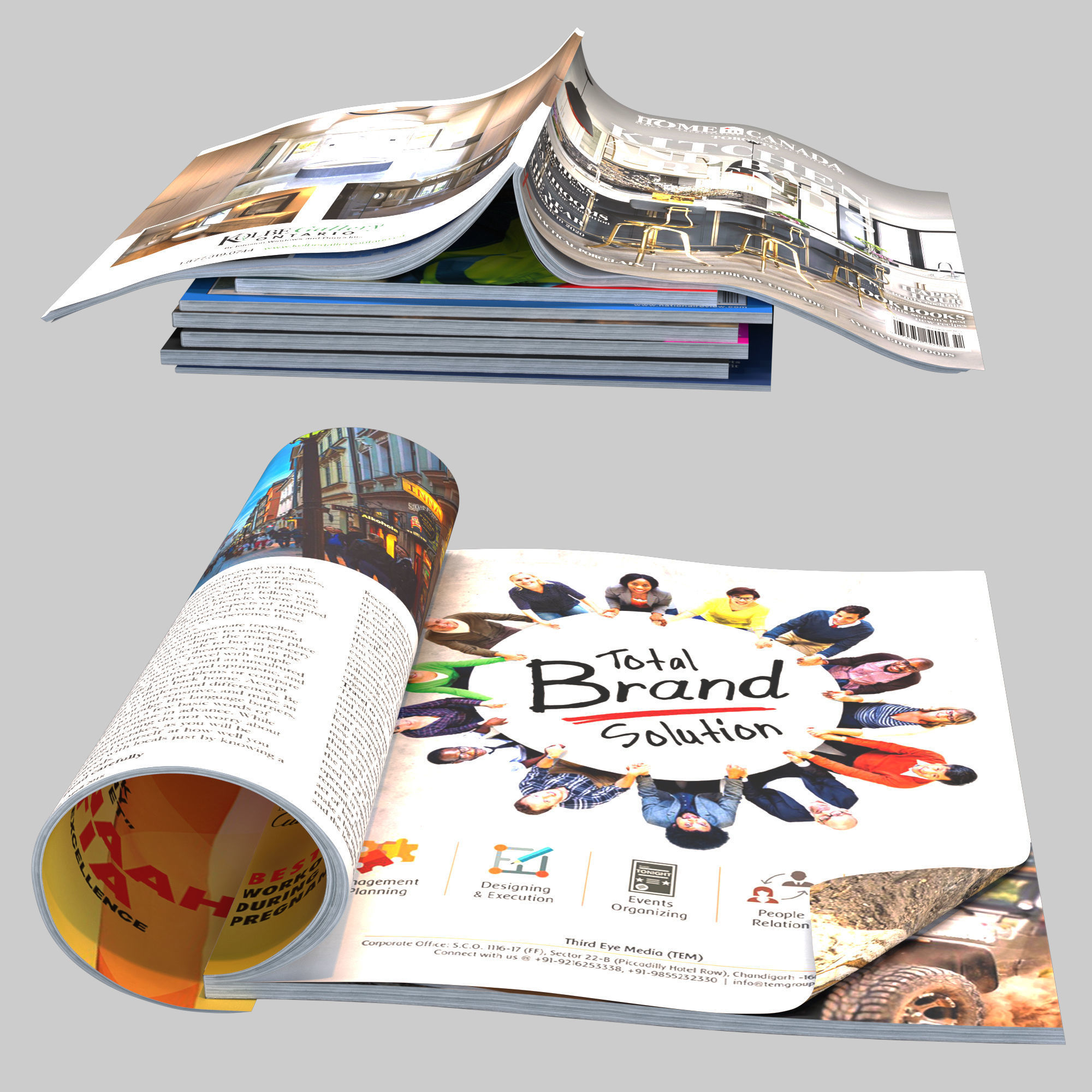 Magazines stack 3D model_4