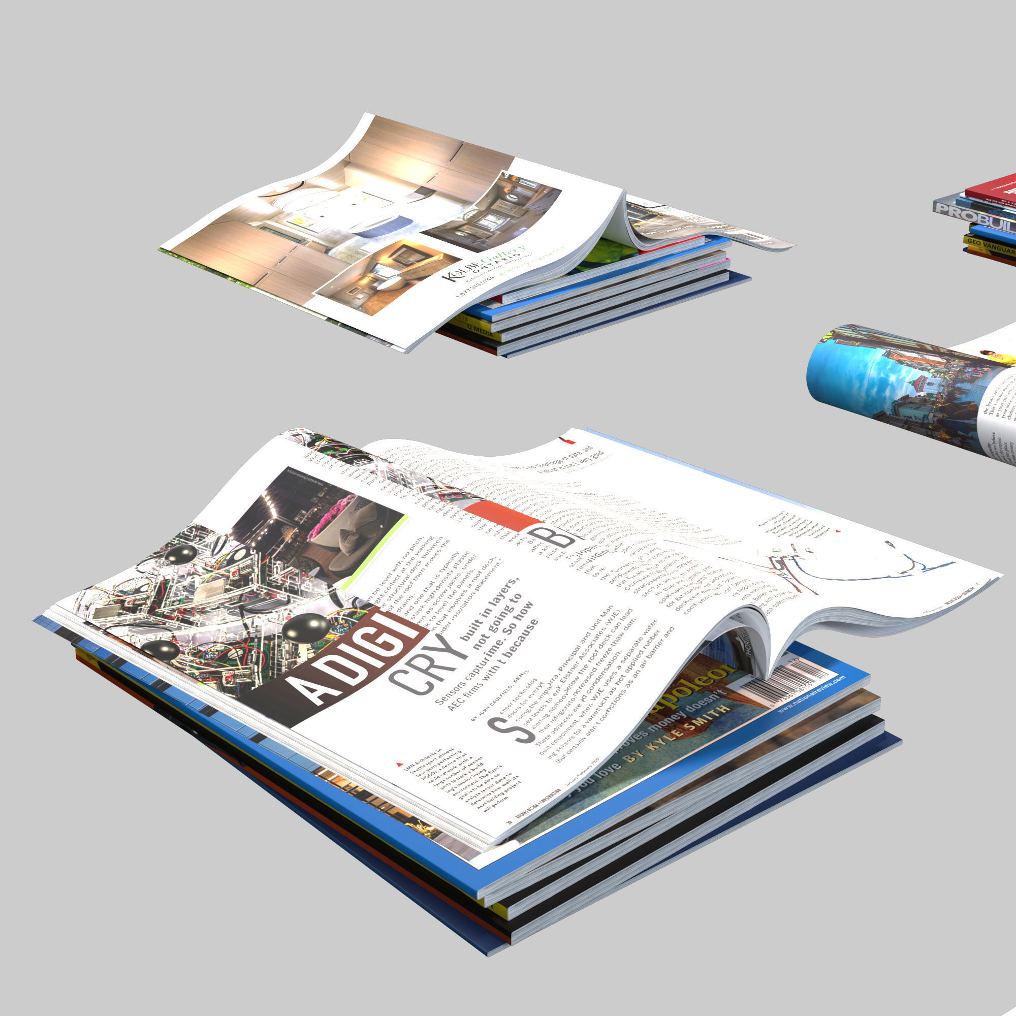 Magazines stack 3D model_3