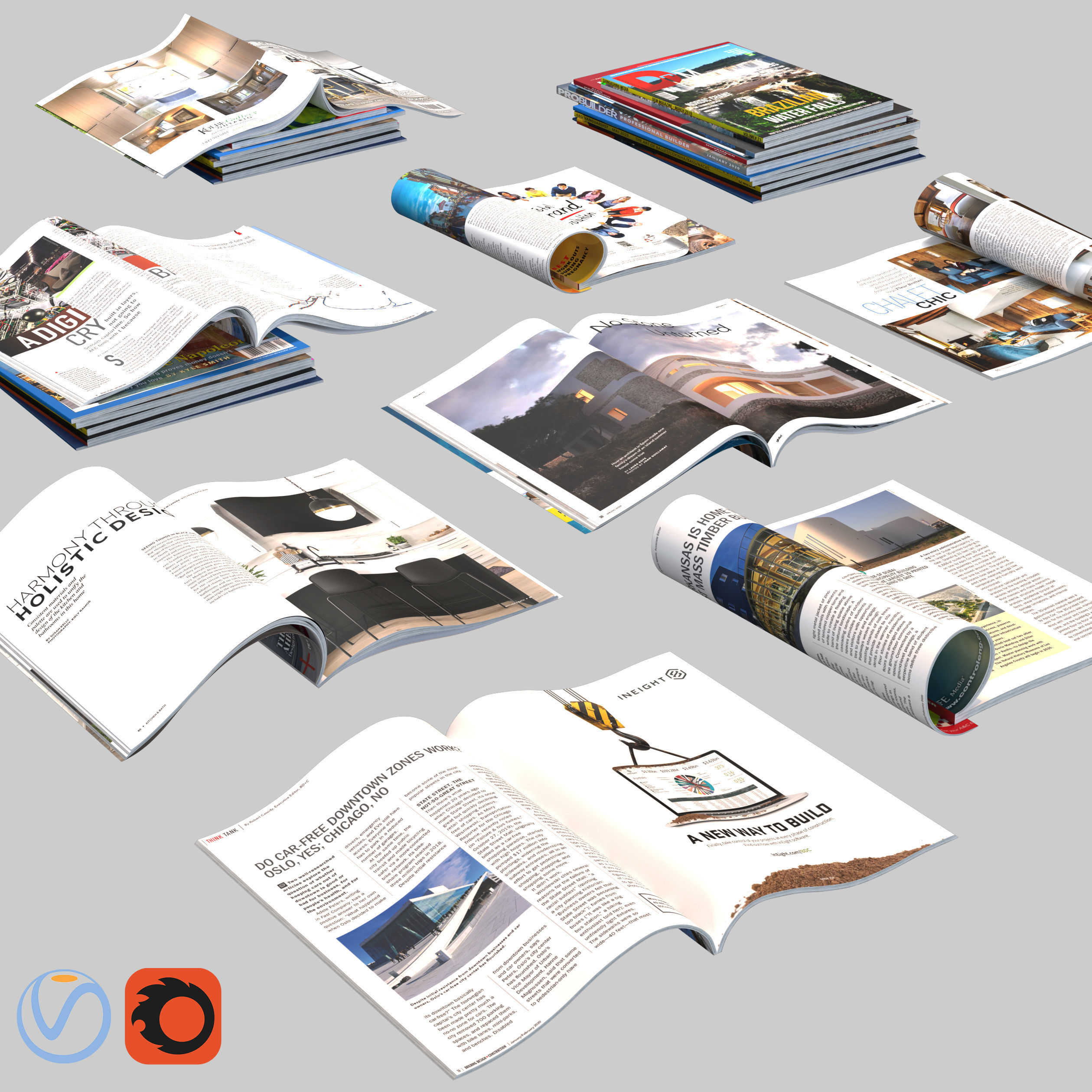 Magazines stack 3D model_1