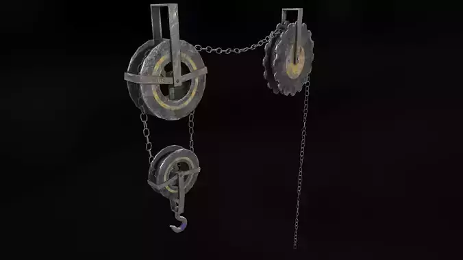 Hoist clock with chains hanging from it