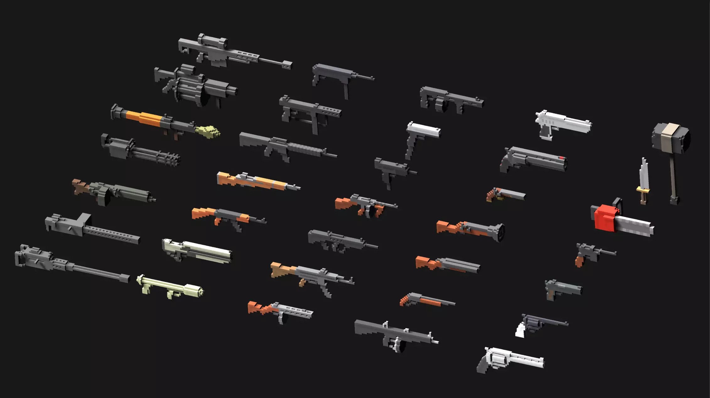Voxel Weapons Mega Pack Low-poly 3D model_0