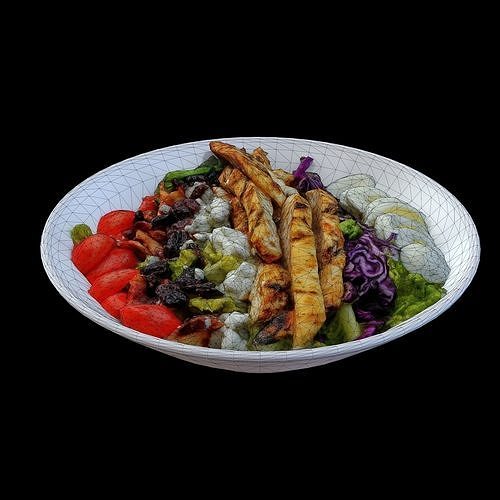 Chicken Cobb Salad  Low-poly 3D model 3