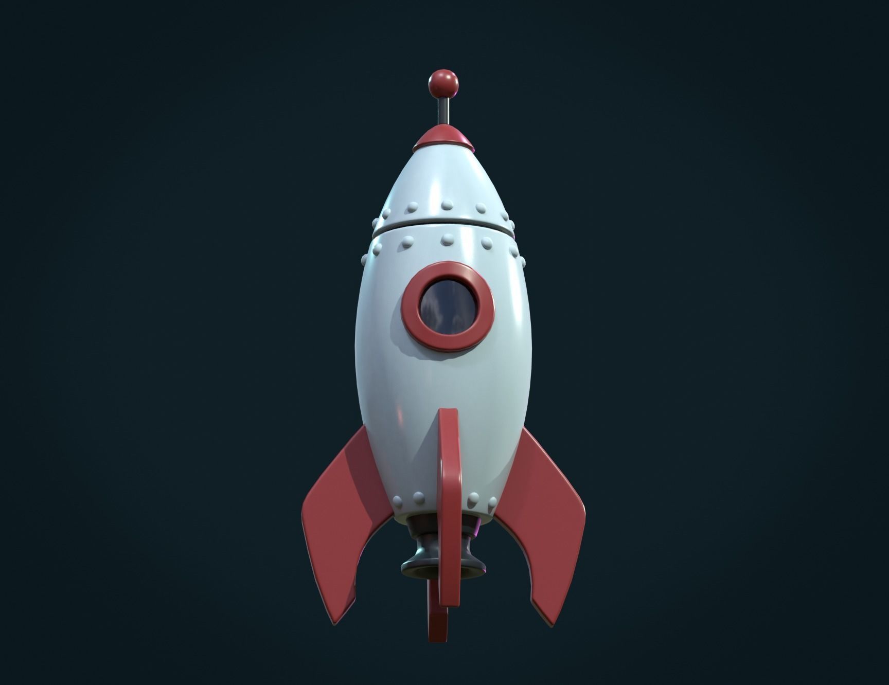 Cartoon Rocket PBR Low-poly 3D model_11